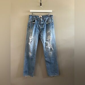 Levi's Light Blue Distressed Straight Jeans